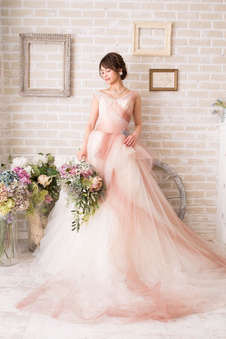 カラードレスwhite by vera wang ピンクグラデーションドレス